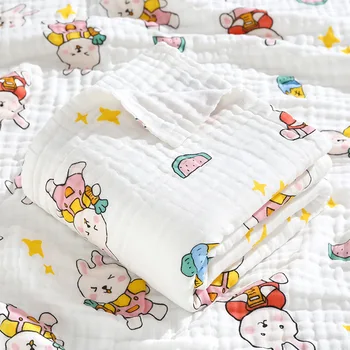 Шестислойное детское одеяло высокой плотности, детское банное полотенце из чистого хлопка, впитывающее детское марлевое одеяло, оберточное полотенце для новорожденных Изображение 2