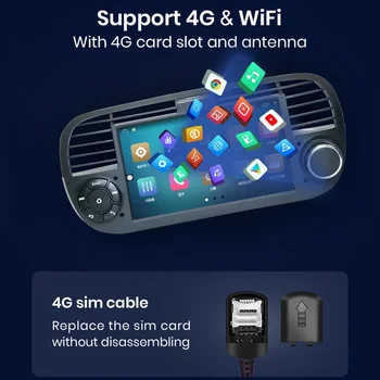 CHSTEK Android13 Автомобильный Радиоприемник Стерео Carplay Навигация Для Fiat 500 Abarth 2007-2015 Мультимедийный Плеер Bluetooth WIFI 4G Авторадио Изображение 2