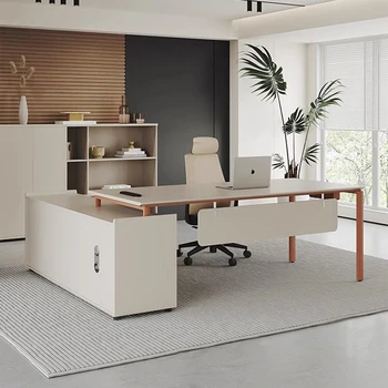 Офисный стол Boss Studio с вертикальными выдвижными ящиками, идеи современного скандинавского минимализма, дизайн письменных столов, мебель Biurko Komputerowe