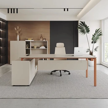 Офисный стол Boss Studio с вертикальными выдвижными ящиками, идеи современного скандинавского минимализма, дизайн письменных столов, мебель Biurko Komputerowe Изображение 2