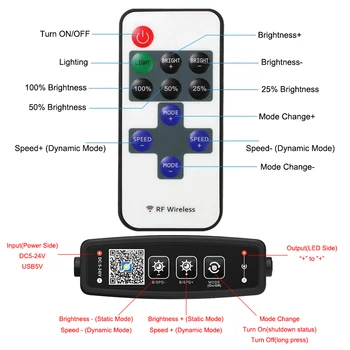 DC5-24V 5050 2835 Одноцветный светодиодный контроллер, диммер для кнопки приложения Bluetooth, радиочастотный пульт дистанционного управления для светодиодных лент SMD COB Изображение 2