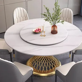 Круглый роскошный обеденный стол, мобильная дизайнерская консоль для гостиной, обеденный стол для конференций, Садовая мебель Mesas De Comedor Изображение 2