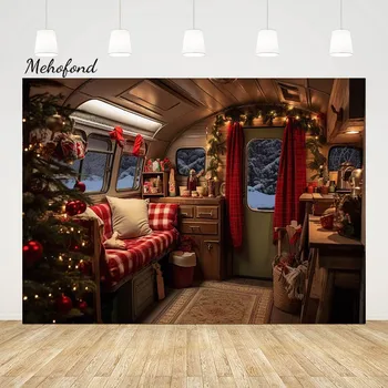 Mehofond Рождественский автомобиль, Зимний Снежный фон для фотостудии, Красный грузовик, портрет новорожденного, фон для фотосессии