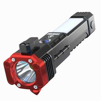 Кемпинг светодиодный фонарик Перезаряжаемый защитный фонарик Многофункциональный для работы на открытом воздухе Сильный свет Ночной фонарик