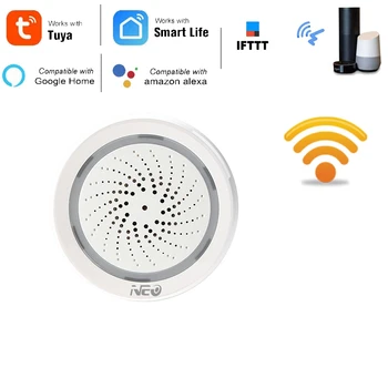 Датчик температуры и влажности, Wifi сирена, приложение Tuya Smart Life Работает с ECHO Alexa Google Home IFTTT