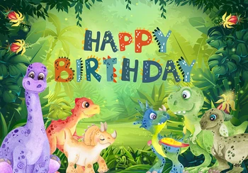 Фон для Дня рождения динозавра Джунгли Мир Юрского периода Тираннозавр Рекс Декор для детской вечеринки Фон для душа ребенка Фотостудия Изображение 2