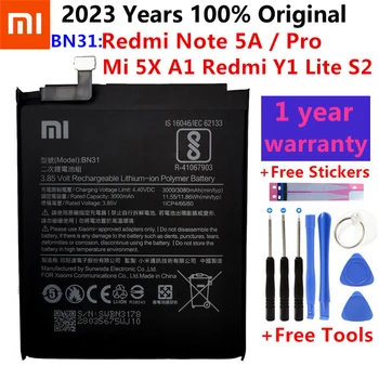 100% Оригинальный Аккумулятор 3080 мАч BN31 с датчиком температуры Для аккумуляторов мобильных телефонов Xiaomi Mi 5X Mi5X \ Redmi Note 5A 5A pro