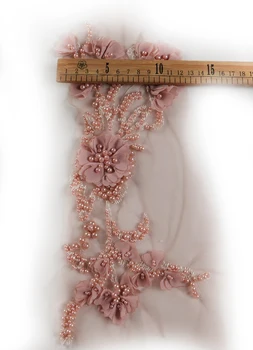 Нашивка из 3D шифоновых бусин ручной работы, нашивка из ткани для резки модной одежды Изображение 2