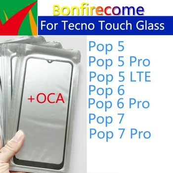 Наружное стекло панели сенсорного экрана для Tecno Pop 6 7 5 Pro LTE Замена переднего стекла с ЖК-экраном, ламинированного OCA