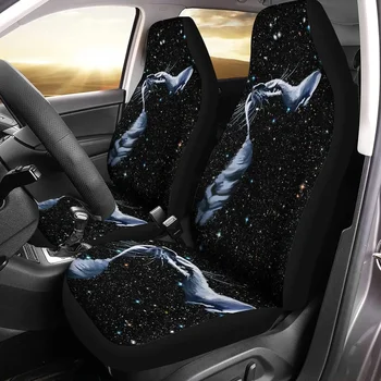 Чехлы для автокресел Galaxy Stars с принтом Кота, 2 шт, Универсальная защита передних сидений для мужчин и женщин, Аксессуары для украшения автомобилей