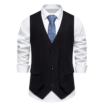 Мужские жилеты Gilet Homme, винтажная свадебная деловая мужская одежда, костюм без рукавов, костюм Homme De Luxe Изображение 2