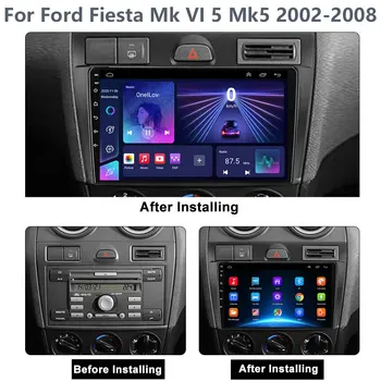 Android 12 Автомагнитола Для Ford Fiesta Mk VI 5 Mk5 2002-2008 Мультимедийный GPS Навигационный Плеер Стерео Carplay Androidauto 2 Din DVD Изображение 2