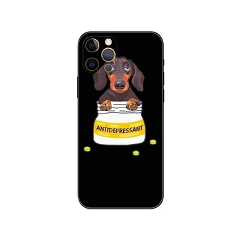 Такса Силуэт Собаки чехол для телефона iphone 14 2020se 6 6s 7 8 plus x 10 XR XS 11 12 13 mini pro MAX черная задняя крышка из тпу Изображение 2