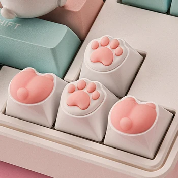 Милые колпачки для ключей в виде кошачьей лапы для механической клавиатуры Cherry MX Switch, изготовленный своими руками колпачок для ключей, Мягкий силиконовый колпачок для ключей, розовый цвет