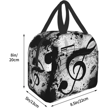 Музыкальная нота Изолированная сумка для ланча для женщин, мужчин, Герметичный ланч-бокс-холодильник, Многоразовая термосумка для работы, школы, пикника, пляжа Изображение 2
