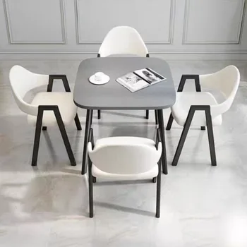 Обеденный стол для маникюра в ресторане Bistrot, набор стульев, офисные квадратные журнальные столики в скандинавском стиле, белая Центральная деталь мебели Mesas De Jantar Изображение 2