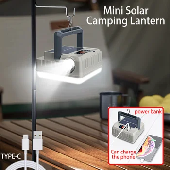 Мини-Солнечный Походный фонарь, USB Перезаряжаемые Портативные походные фонари, Водонепроницаемая Подвесная лампа для палатки, Походная лампа для улицы