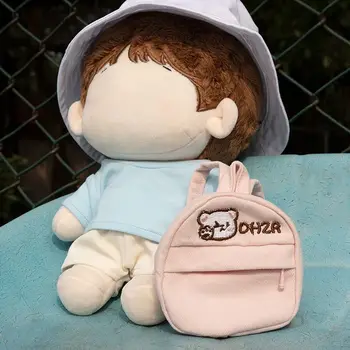Рюкзак с вышивкой маленького Медведя для 20-сантиметровой хлопчатобумажной куклы, мини-рюкзак, рюкзак книжного цвета, сумка для плюшевых кукольных аксессуаров idol Изображение 2
