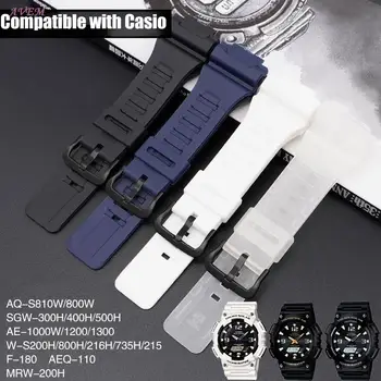 18 мм Ремешок для часов Casio AQ-S800/AQ-S810W SGW-400H /300H/500H W-735H AE-1000W/1200/1300 Аксессуары для Ремешка для часов из Каучуковой Смолы