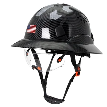 Защитный шлем ANSI с полными полями и светоотражающей наклейкой, строительная каска с козырьком, Защитный Рабочий спасательный шлем для верховой езды CE