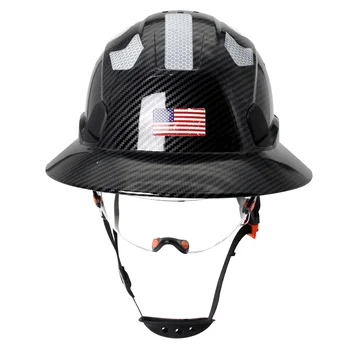 Защитный шлем ANSI с полными полями и светоотражающей наклейкой, строительная каска с козырьком, Защитный Рабочий спасательный шлем для верховой езды CE Изображение 2