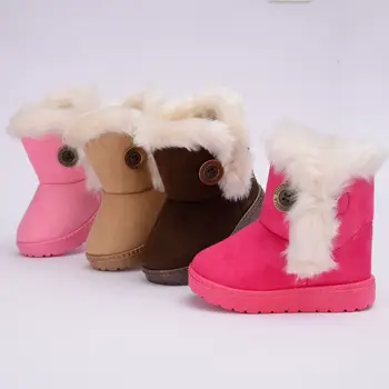 Зимняя теплая хлопковая плюшевая обувь, детская обувь, водонепроницаемые зимние ботинки на толстой подошве, нескользящие ботильоны на платформе.