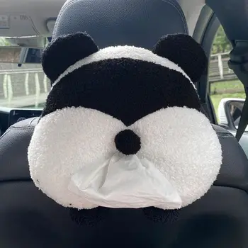 Коробка для салфеток Panda Car, мультяшные автомобильные аксессуары, мягкий мультяшный футляр для бумажных салфеток, держатель для салфеток для автомобильного сиденья