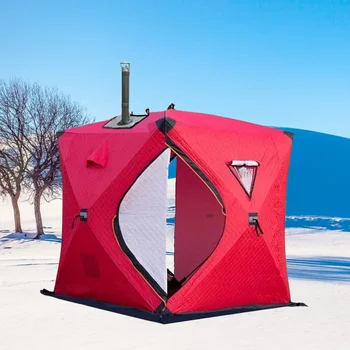 Палатка для подледной рыбалки, палатка для зимней рыбалки, уличная теплая зимняя палатка, Утолщенная хлопчатобумажная палатка, простая установка, палатка-куб, укрытие, палатка для кемпинга