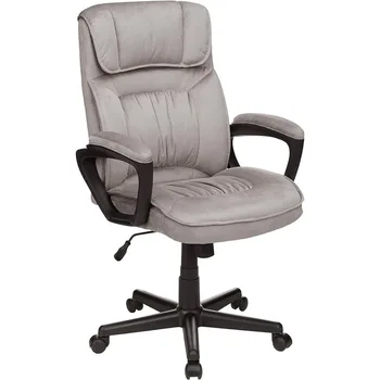 Компьютерное кресло Светло-серого цвета из ультрамягкой микрофибры, классический офисный стол, компьютерный стул с регулируемой поясничной поддержкой, поворотный игровой