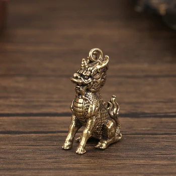 Цилинь Удача Животное Фэншуй Винтажная статуэтка Богатство Латунный декор Процветание Орнамент в китайском стиле