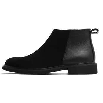 Размер 38-44, Черная Мужская Обувь в Британском Стиле, Ботильоны для Мужчин, Ботинки 