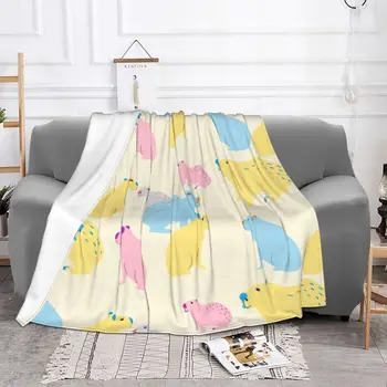 Ультрамягкое флисовое покрывало из капибары с красочным рисунком, теплая фланель, Животные Южной Америки, одеяла для кровати, одеяло для автомобильного дивана Изображение 2