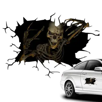 Автомобильные наклейки с черепом на Хэллоуин, сильная адгезия, создают настроение Хэллоуина для автомобиля, пикапа, внедорожника, украшения ужасов, автомобильных аксессуаров Изображение 2