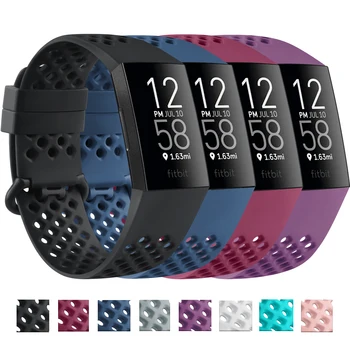 Дышащий спортивный ремешок для Fitbit Charge 4 3-полосный Мягкий силиконовый браслет Ремешок для часов Ремешок для Fitbit Charge 3 SE Ремешок для умных часов