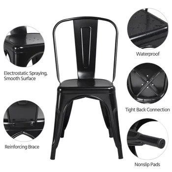 Обеденный стул BOUSSAC MART, набор из 4 стульев, черный Изображение 2
