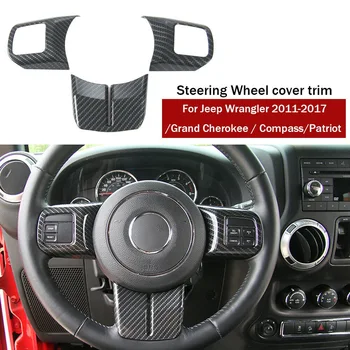 Декоративная накладка рулевого колеса из углеродного волокна для Jeep Wrangler JK Comp Grand Cherokee 2011-2017 Изображение 2