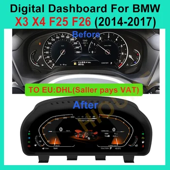 12,5-дюймовый экран спидометра для BMW X3 X4 2014-2017 Приборная панель с ЖК-дисплеем Автомобильный мультимедийный плеер Цифровая кластерная кабина