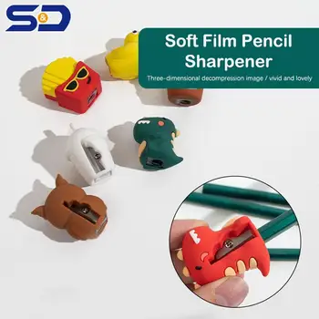 Точилка для карандашей для моделирования животных, силиконовый ручной резак для карандашей с одним отверстием, Канцелярские принадлежности Kawaii