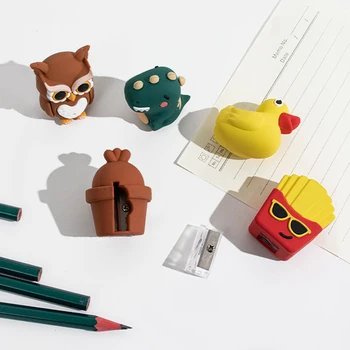 Точилка для карандашей для моделирования животных, силиконовый ручной резак для карандашей с одним отверстием, Канцелярские принадлежности Kawaii Изображение 2
