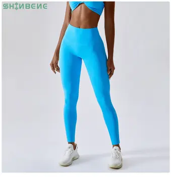 Спортивные штаны SHINBENE Running Speed Dry Ярких цветов с высокой талией, персиковые леггинсы для тренажерного зала с подтяжкой бедер, женские штаны для фитнеса и йоги