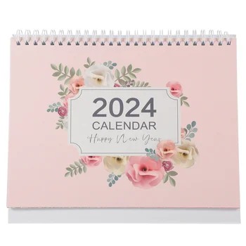 The Flowers 2024 Английский Настольный Календарь Office Desktop Flip Paper Ежедневное Использование Ежемесячно