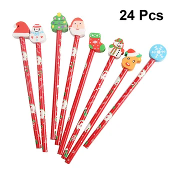 Рождественский карандаш с ластиком, мультяшные стационарные карандаши для детей и студентов в произвольном стиле