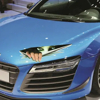 Забавная Автомобильная Наклейка 3D Eyes Peeking Monster для Вуайериста Автомобильные Капоты Багажник Триллер Наклейка На Заднее Стекло Оптом Изображение 2