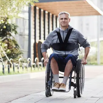 Ремни безопасности для инвалидных колясок, Дышащие Регулируемые эластичные ремни и ремень безопасности для спинки инвалидных колясок, фиксирующий плечо, грудь Изображение 2