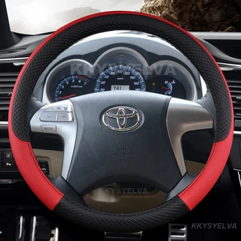 Кожаный чехол на руль автомобиля для Toyota Highlander Camry Premio Estima 2007-2013 Fortuner Hilux 2011-2015 Автоаксессуары Изображение 2