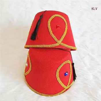 Элегантная турецкая шляпа-феска, Стильные марокканские головные уборы с декоративными деталями, праздничная феска, Марокканские головные уборы-шляпы Изображение 2