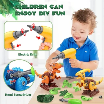 Детские игрушки с динозаврами для детей 3-12 лет, гайки для сборки, наборы моделей, безопасные блоки, подарки для малышей раннего возраста Изображение 2