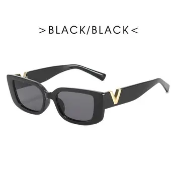 Солнцезащитные очки в ретро-оправе Cat eyt 2023, роскошные солнцезащитные очки V-образной формы, мужские модные прямоугольные желеобразные солнцезащитные очки с металлическими петлями UV400