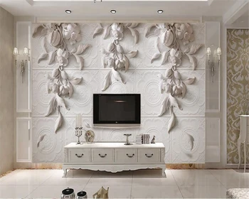 Пользовательские обои Beibehang 3d элегантные европейские резные обои для телевизора Фоновая стена Гостиная фоновые стены спальни фреска 3d обои Изображение 2