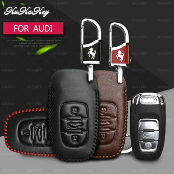 Горячая Распродажа Чехол Для Ключей Автомобиля Audi Из Натуральной Кожи Remote Smart Car Key Case Сумка Для Audi A6L A4L Q5 A5 A6 S6 A7 Держатель Для Ключей Изображение 2